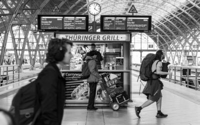 Leipzig Hauptbahnhof i Svartvit